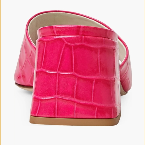 Host Pick ✨️ Bruno Magli Leather Pink Croc Mule Heeled Slide NWT - Picture 4 of 5